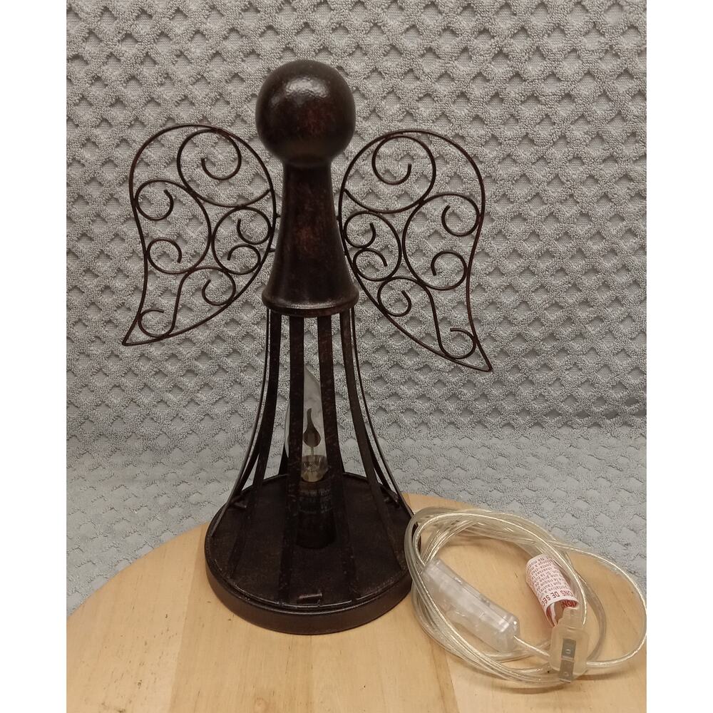 Flickering Candle Angel With Detachable Base Bronze Color